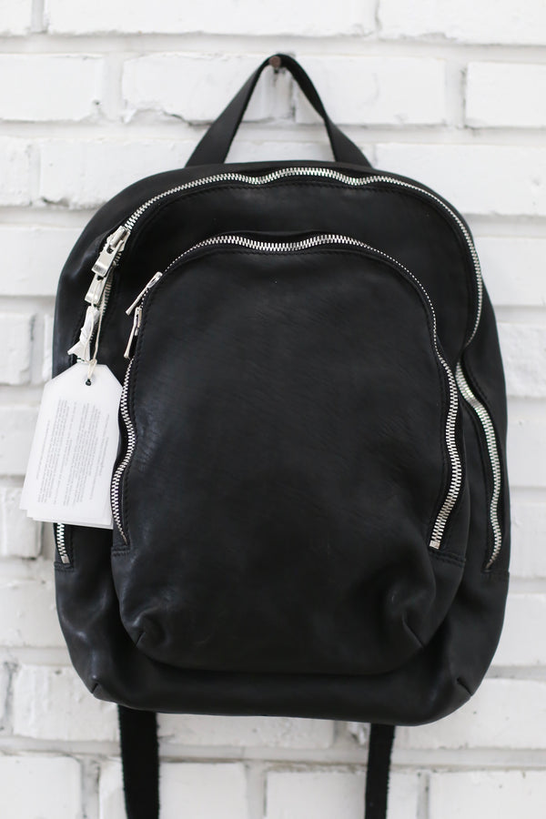 Guidi soft horse leather double zipper backpack DBP05 Italy GD-DBP05-BLKT Black